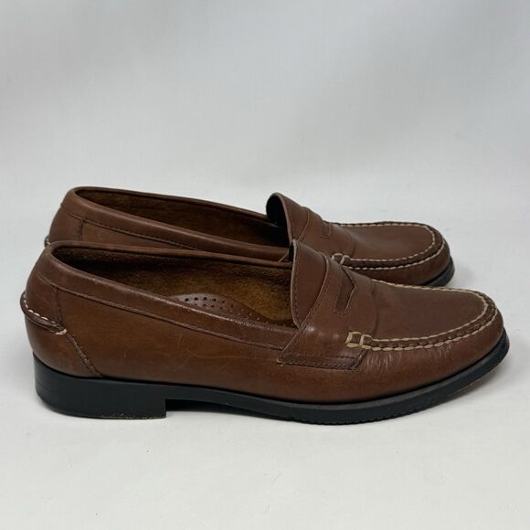 LL Bean Penny Loafers Mens 8.5 D Tan Brown Leather Slip On Dress Casual Shoes - Picture 1 of 15